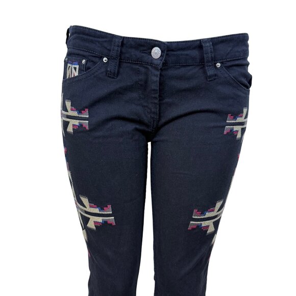 Isabel Marant Women’s Black Cotton-Elastane Embroidered Skinny Jeans Size 3 - Picture 6 of 10